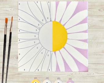 Daisy Paint by Numbers Kit – DIY Flower Painting | Beginner-Friendly Art Kit | Relaxing Craft for Adults | Create a Spring Home Decor Gift