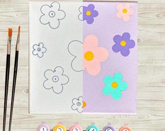 Floral Paint by Numbers Kit – Aesthetic Flower Art | DIY Painting Kit for Adults | Beginner-Friendly Craft |  Canvas Creative Gift Ideas