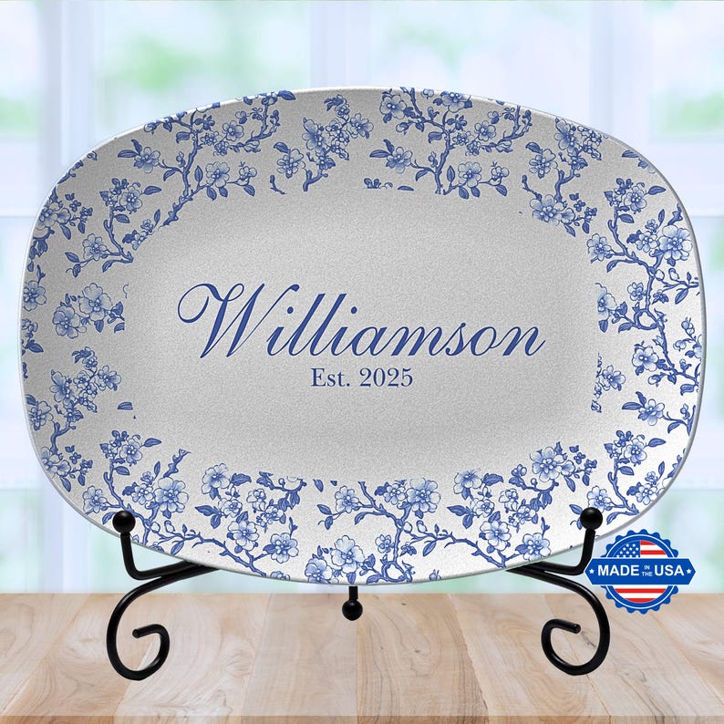 Custom Wedding Gift, Bridal Shower Gift, Anniversary Gift, Housewarming gift, Gift for bride and groom custom kitchen decor gift, blue toile