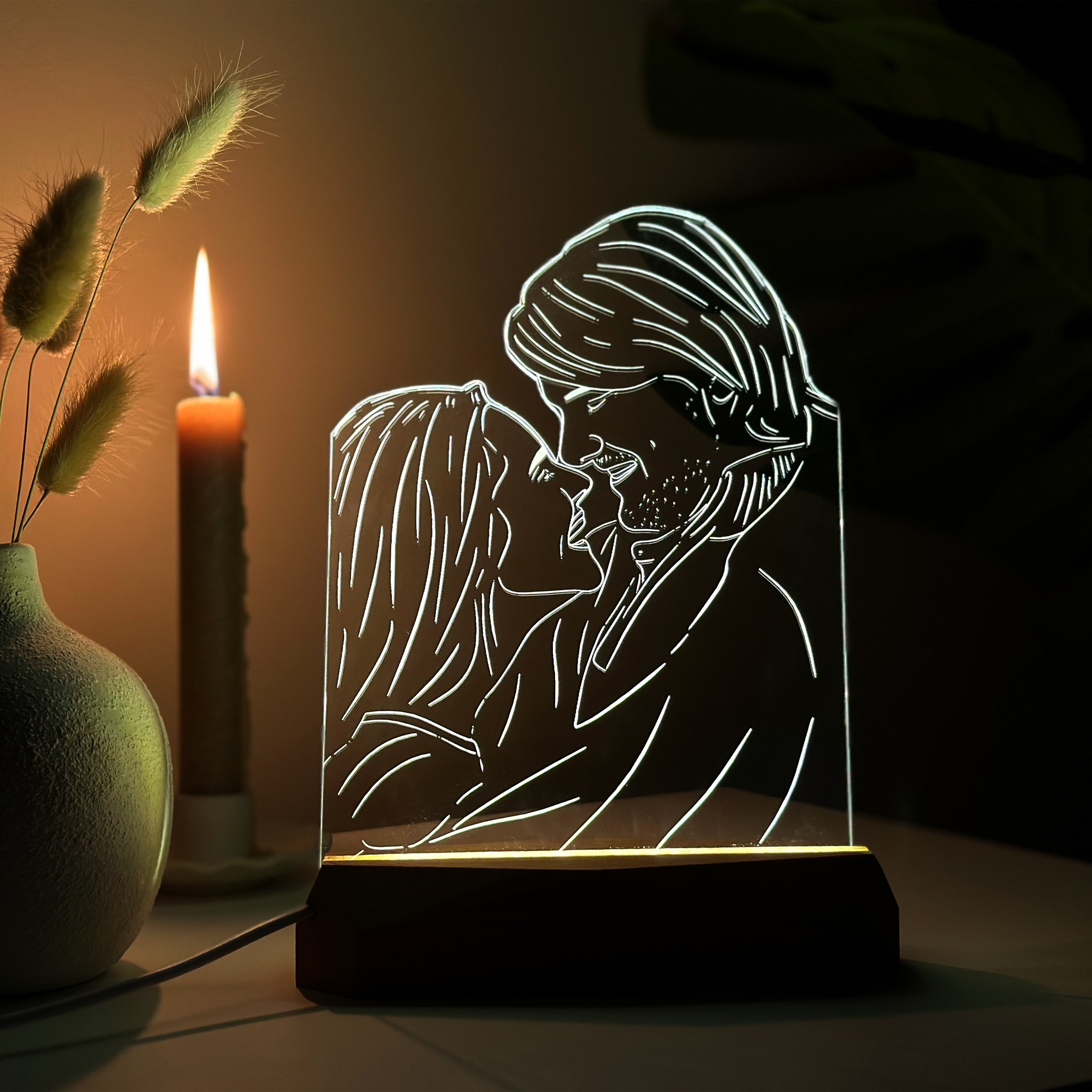 Discover Lámpara Personalizada con Fotos o Nombres, Regalo para Aniversario San Valentín
