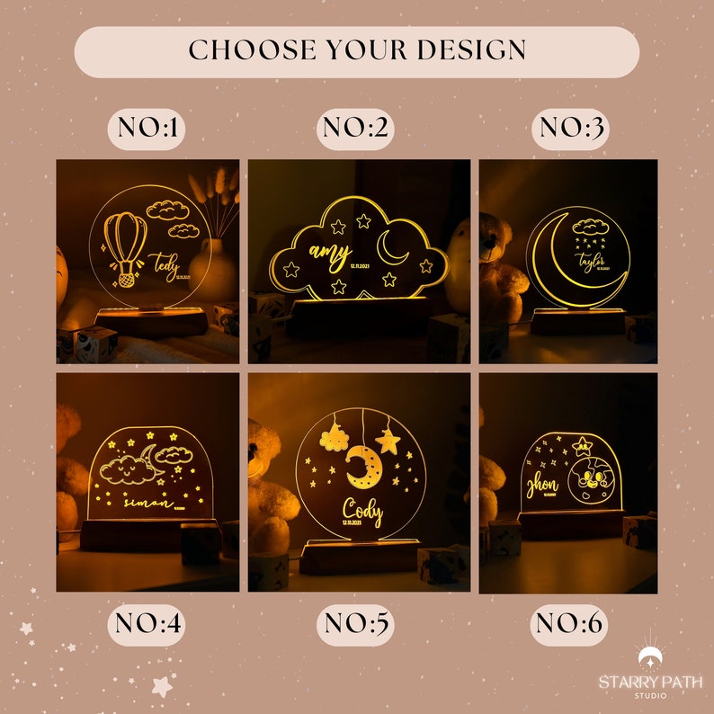 Custom Baby Night Light, Acrylic Night Light Baby and Toddler Gifts