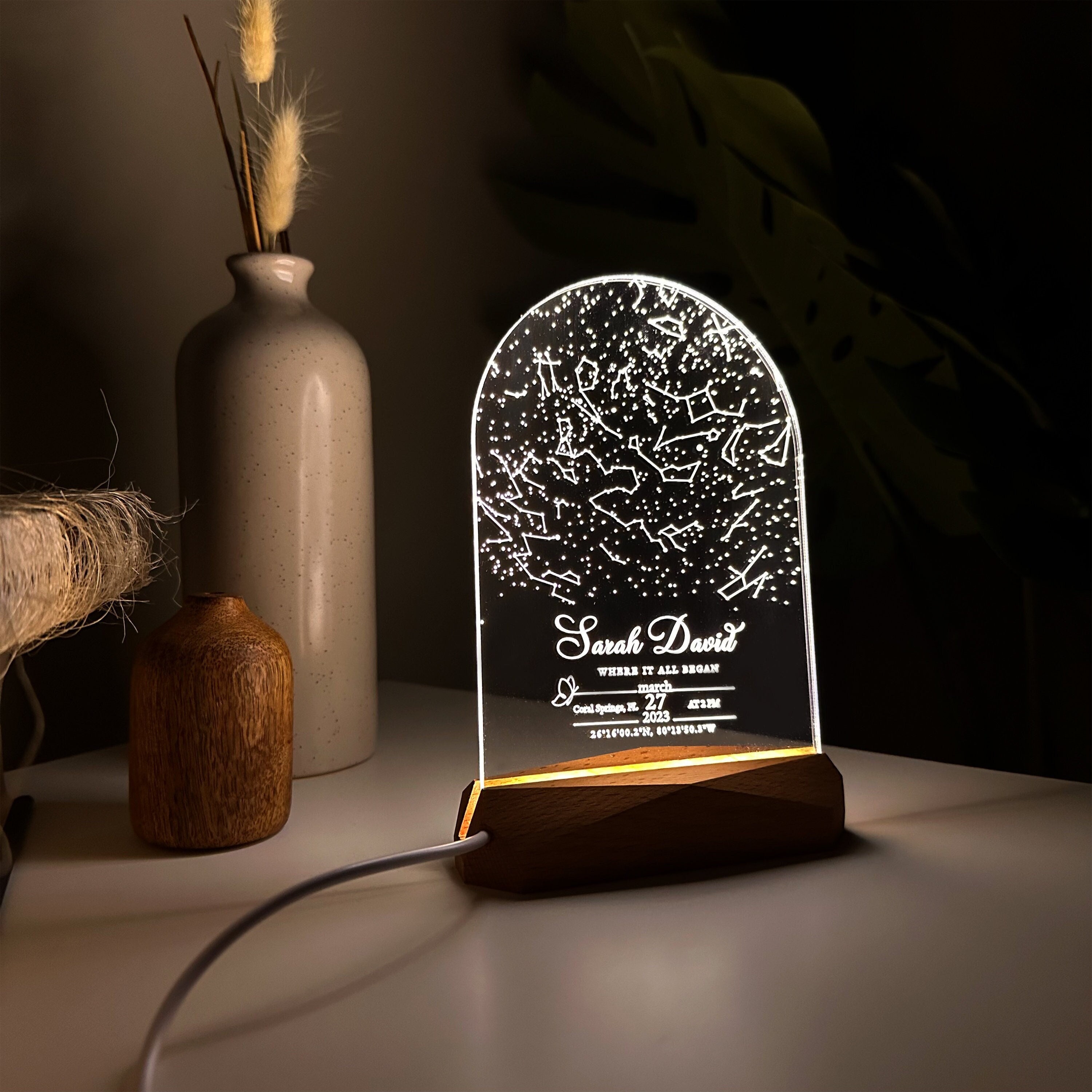 Lámpara LED Personalizada Para El Día De La Madre - Regalo Emotivo Con Nombres Y Frase 'Te Queremos'