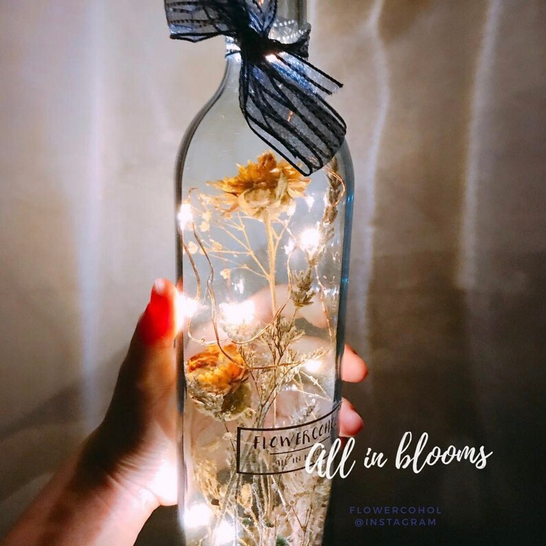 Dried Flower Light up Bottles LED Flower Display Etsy