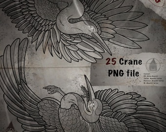 25 Crane Transparent Background Japanese Tattoo