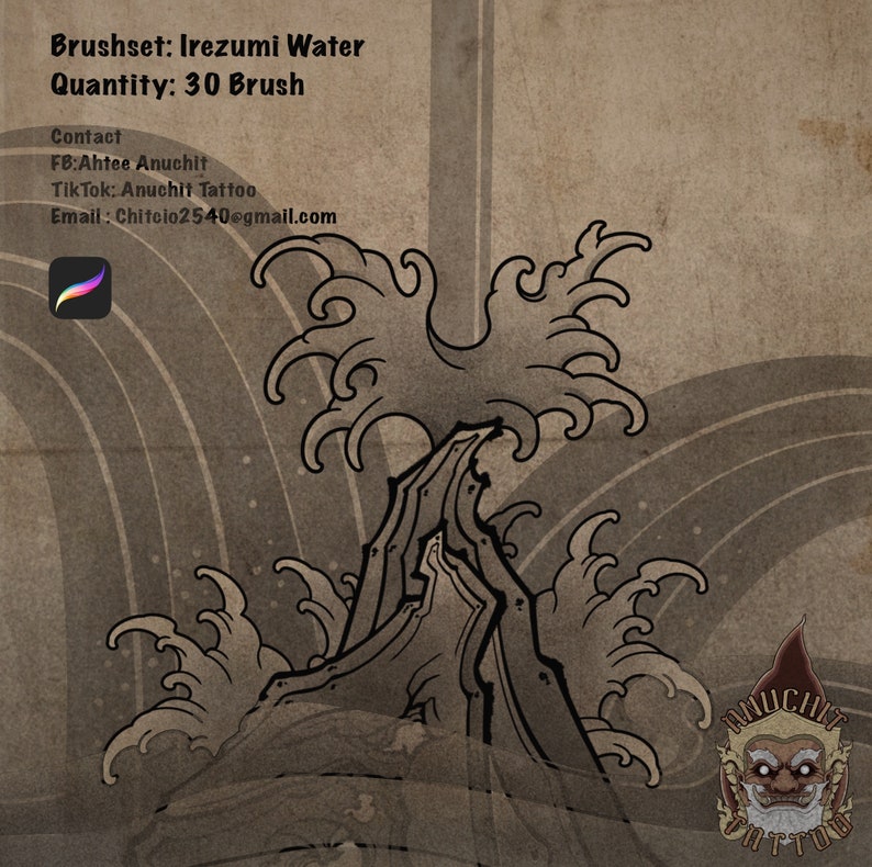 Wave Irezumi Tattoo Procreate Stamp Brush - Etsy