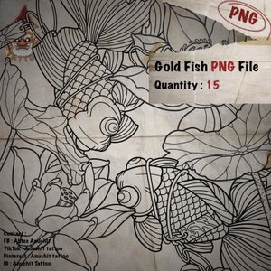 15 Gold Fish Transparent Background Japanese Tattoo