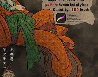 100 patrones tradicionales japoneses para pincel de Procreate