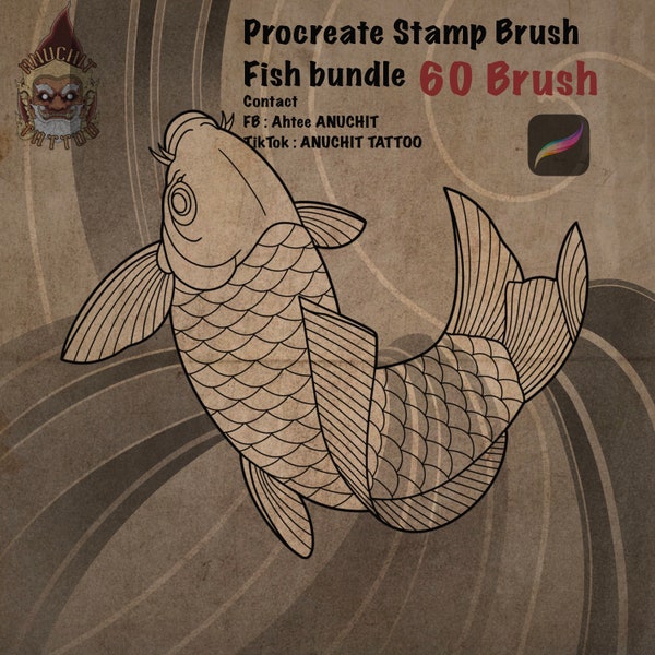 Fish Bundles Japanese Tattoo Procreate Stamp Brush