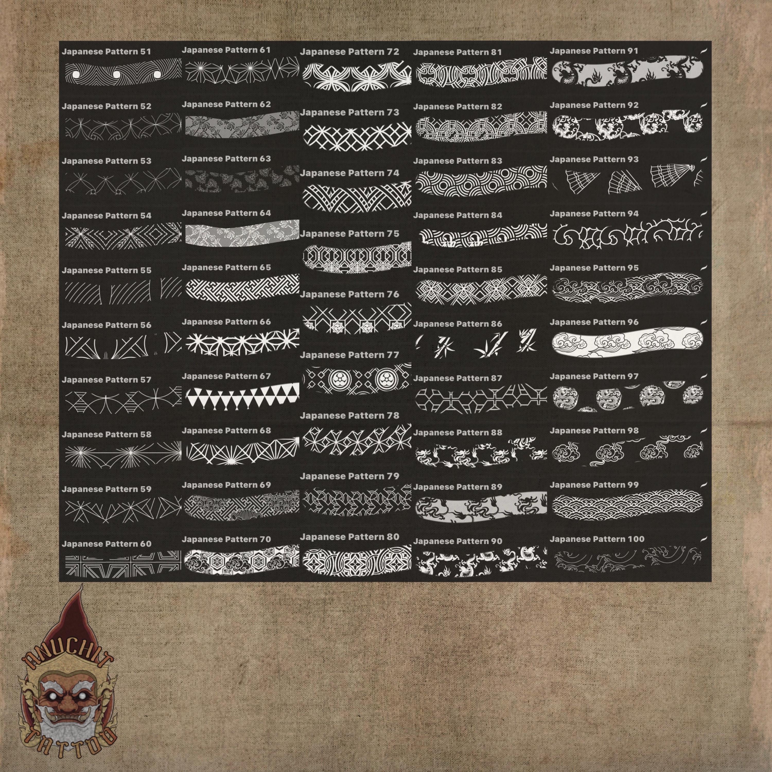 100 Patterns Traditional Japanese Procreate Brush - Etsy