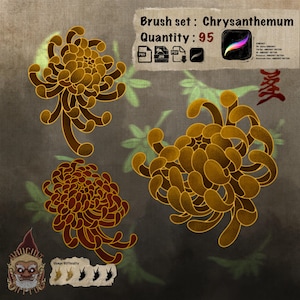 Pinceau pour tampon procréer tatouage japonais Bigset chrysanthèmes