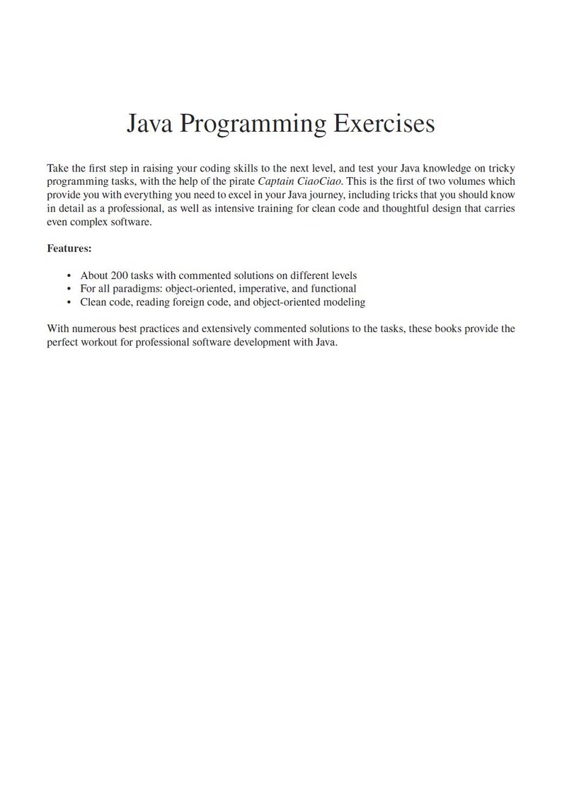 Java Programming Exercises Volume One: Language Fundamentals and Core ...