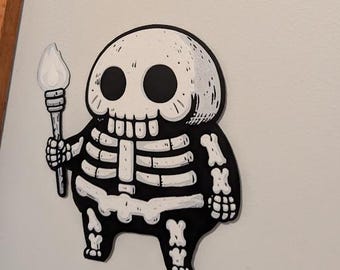 Skeleton Wall Character | 3D Printed D&D Decor | 8x8 Inch Fantasy Art
