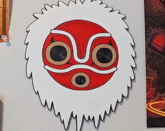 Arte mural de la máscara de San / Fan art de la princesa Mononoke / Decoración Ghibli impresa en 3D