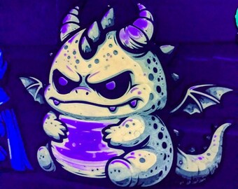 Demon Dragon UV Wall Character | Blacklight Reactive Fantasy Art | 3D Printed Wall Decor
