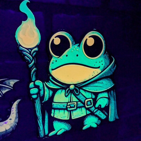 Frog Traveler 3D Print Character | 3D UV Wall Art | 3D Blacklight Wall Art