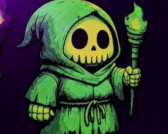 Skeleton Adventurer UV Wall Character | Blacklight Reactive Fantasy Art | 3D Printed Wall Decor