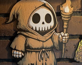 Skeleton Adventurer Wall Character | Fantasy Dungeon Art | 3D Printed Wall Decor
