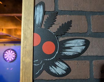 Figura de Mothman para marco / Arte de fans de críptidos / Decoración de pared impresa en 3D