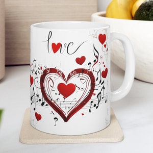 Musical Heart Mug | Music Notes Mug | Heart Coffee Mug | Music Gift | Gifts for Music Teacher | Music Gift