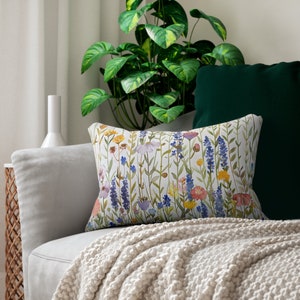 Wildflower Wonderland Decorative Lumbar Pillow | Modern Art Pillows | Wildflower Pillow Cover | Floral Lumbar Pillows | Home Decor Pillows