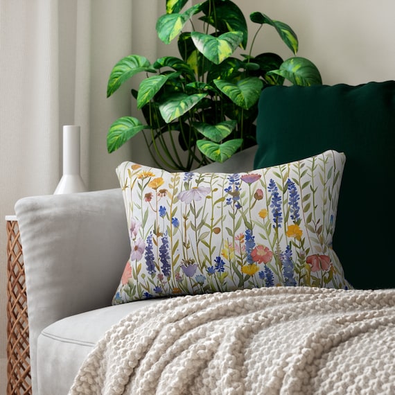 Wildflower Lumbar Pillow: Modern Floral Pillow Cover, 20x14