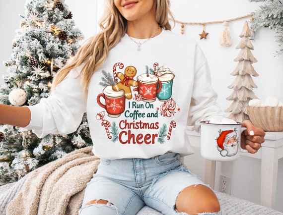 Coffee and Christmas Cheer Sweatshirt: Holiday Winter Festive Sweater