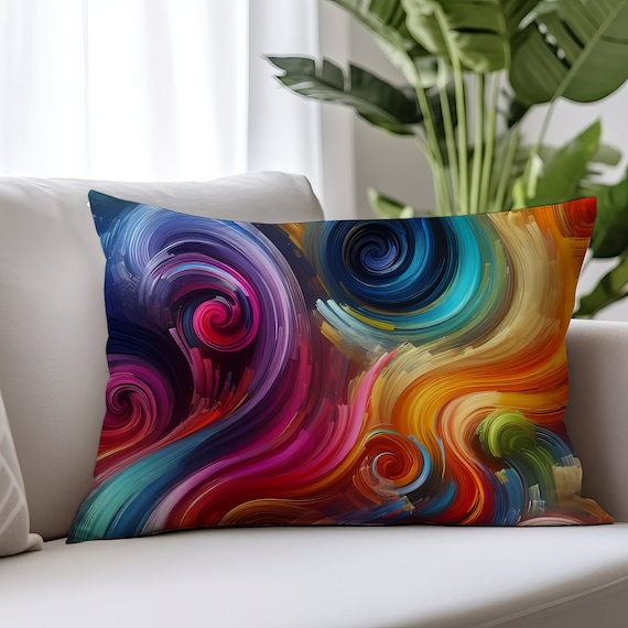 Abstract Swirl Lumbar Pillow: Modern Art Home Decor (20x14 in)