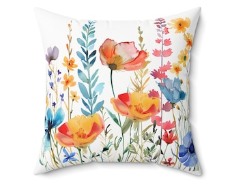 Cuscino decorativo con fiori di campo: federa per cuscino con motivo floreale