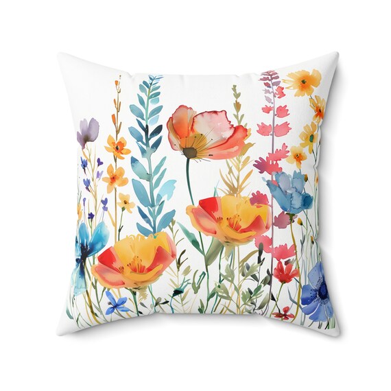 Wildflowers Decorative Pillow: Floral Art Throw Pillow Cover