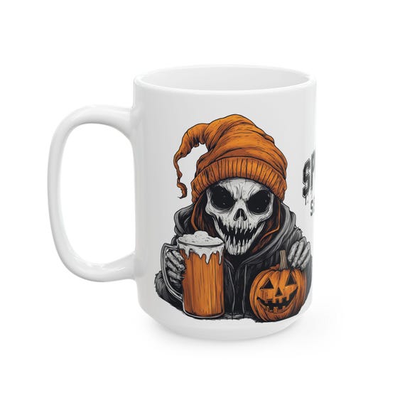 Spooky Ghost Pumpkin Ceramic Mug - Halloween Coffee Cup