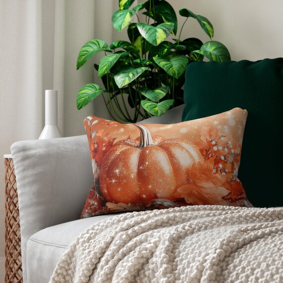 Autumn Pumpkin Lumbar Pillow: Fall Thanksgiving Home Decor