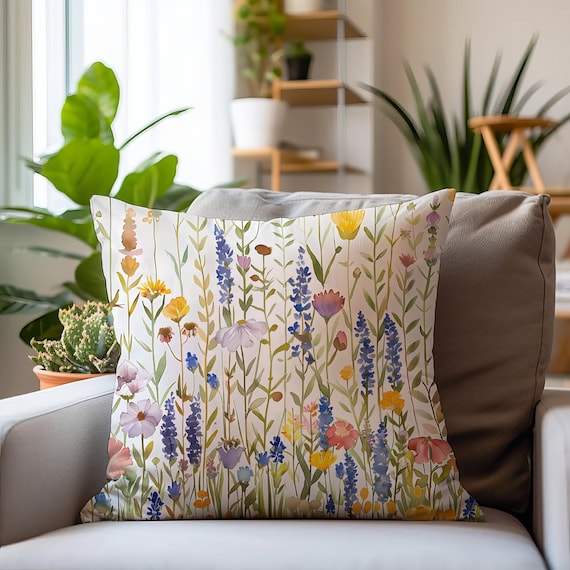 Wildflower Wonderland Pillow: Floral Art Decorative Throw Pillow