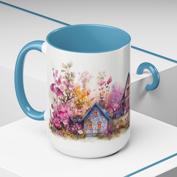 Cottagecore Floral Mug: Whimsical Watercolor Cottage Tea Cup