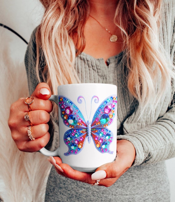 Dazzling Blue Butterfly Ceramic Coffee Mug