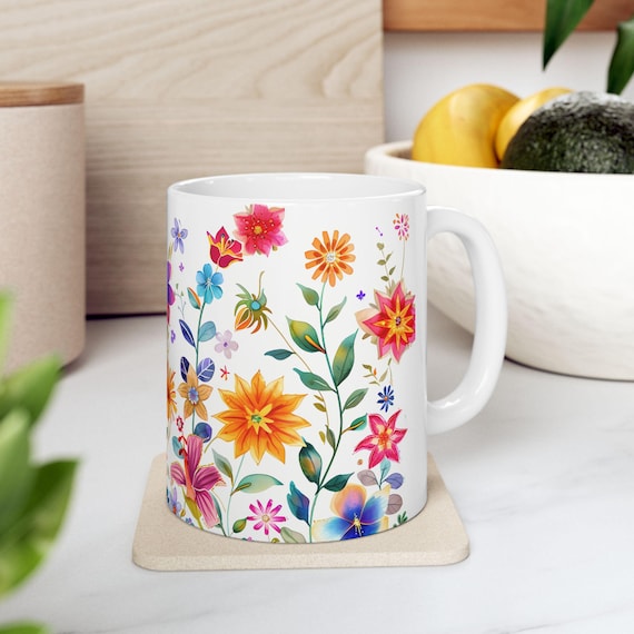 Wildflowers Coffee Mug: Whimsical Boho Botanical Cup