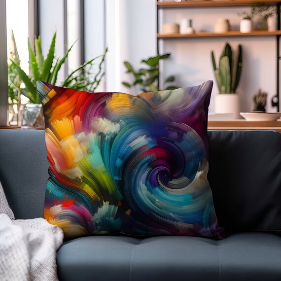 Abstract Art Square Throw Pillow: Colorful Modern Home Decor