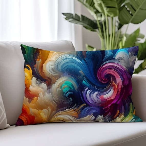Abstract Bliss Lumbar Pillow: Modern Art Home Decor (20x14 in)