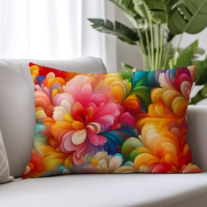 Abstract Floral Blossom Lumbar Pillow | Flower Art Pillows | Abstract Pillow Cover | Lumbar Pillows | Home Decor Pillows