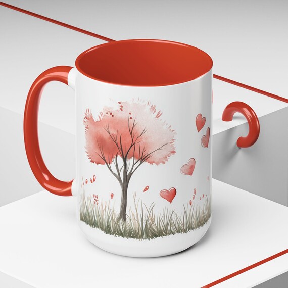 Heart Tree Coffee Mug: Romantic Floral Tea Cup, Valentine's Gift