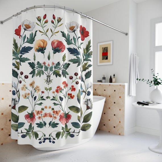 Harmony In Bloom Floral Shower Curtain | Floral Bath Décor | Shower Curtain | Boho Bath Decor | Cottagecore Bath Decor