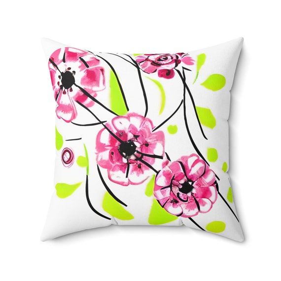 Wildflower Square Throw Pillow: Floral Art Home Decor