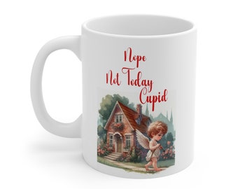 Taza de Cupido "No, hoy no": regalo humorístico para San Valentín