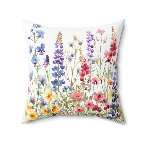 Wildflower Square Pillow: Floral Art Throw Pillow Cover