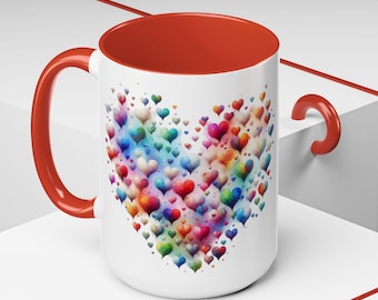 Love Heart Coffee Mug, Vibrant Valentine's Day Gift