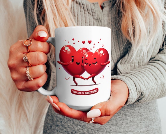 Dancing Hearts Coffee Mug: You Are My Everything Ceramic Tea Cup