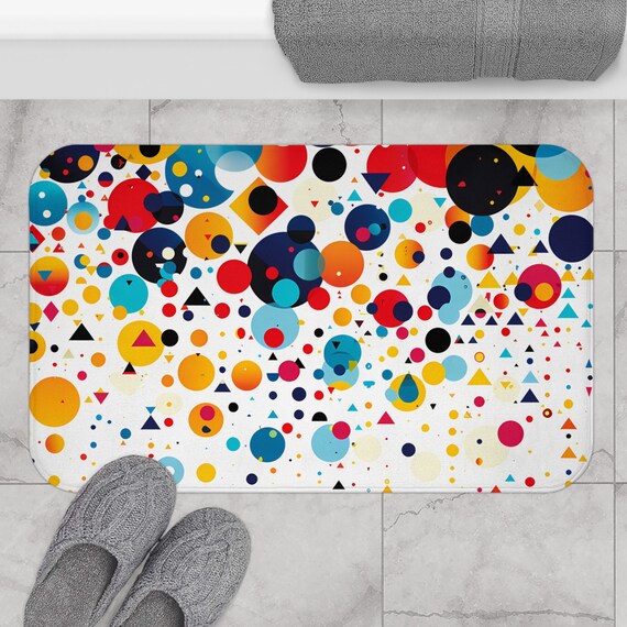 Rainfall Geometric Modern Bath Mat  | Modern Bath Mat | Bathroom Decor | Retro Geometric Bathroom Decor