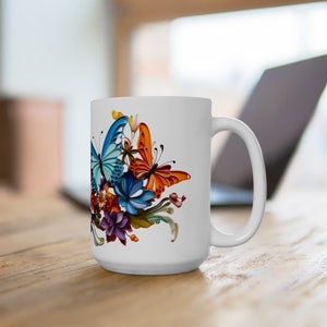 Floral Butterflies Mug | Artistic Butterflies Mug | Cottagecore Flowers Mug | Nature Mug | Gifts For Her | Botanical Tea Cup