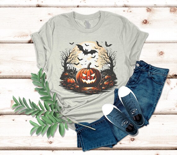 Spooky Pumpkin Halloween Tee: Full Moon Unisex T-Shirt