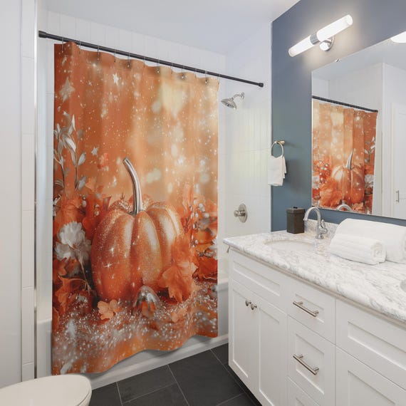 Autumn Pumpkin Shower Curtain: Festive Fall Bathroom Decor