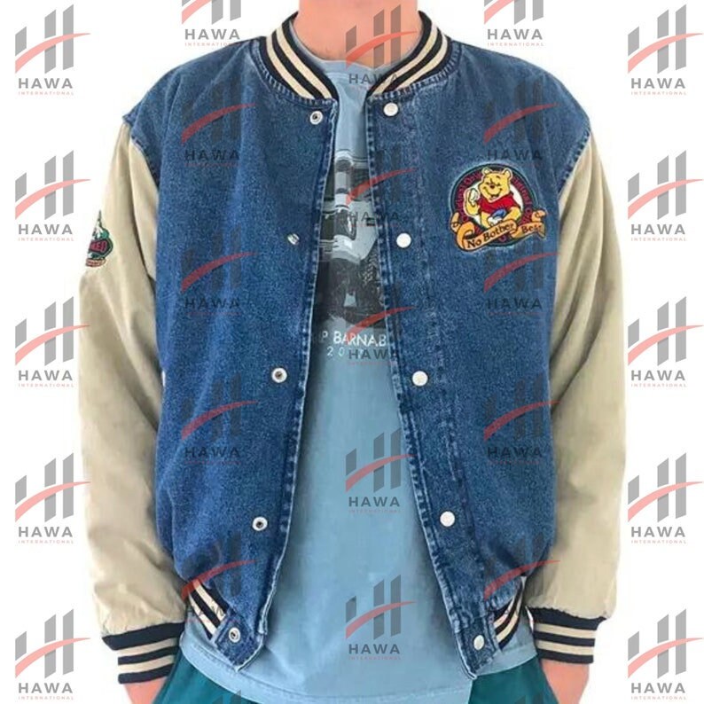 Vintage winnie the cheap pooh denim varsity jacket
